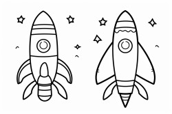 simple rocket ship and astronaut