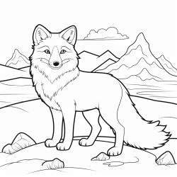 an arctic fox standing alert on a snowy landscape the background features snowdrifts