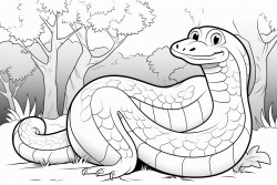 snake  wrapped round a tree trunk in the forest