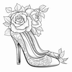high heels a purse and roses