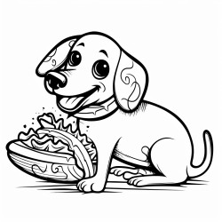 a hotdog eating a taco
