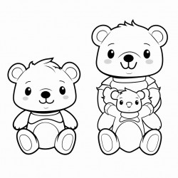 teddy bears in a comic style doing various human activities extremely simplistic