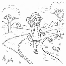 young lady walking on a path