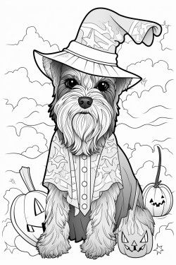 schnauzer dog in a halloween costume