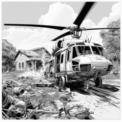 an air medical helicopter landing at the scene of an motor vehicle accident with fire department and ems on scene