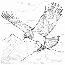 golden eagle flying over the mountains