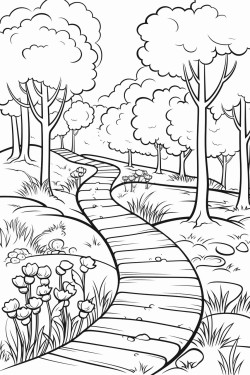 a cute peaceful paths coloring bookvector white background black and white black drawing
