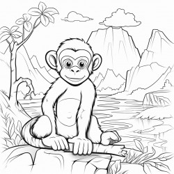 monkey with landscape background