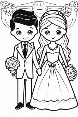 a wedding colouring in sheet