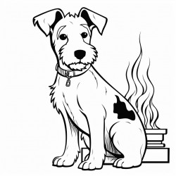a short haired fox terrier with short tail sitting by fire
