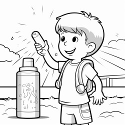 a kid putting on sunscreen
