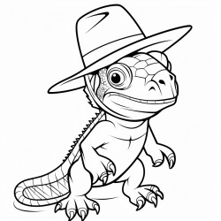 iguana with hat