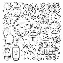 a cute elegant doodles coloring book vector white background black and white black drawing