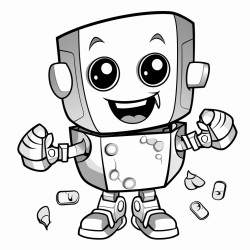 happy robot halloween with candy simple