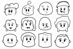 a group of simple characters some happy and some sad