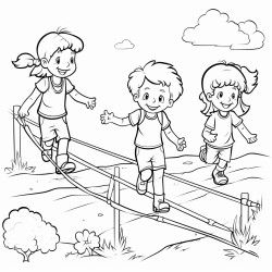 des enfants sur un parcours de motricit