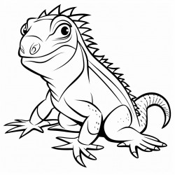 cute and simple iguana with bold lines