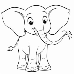 cartoon elephant outline for coloring page