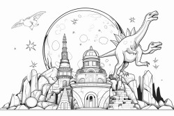 dinosaurioscastle on the moon kids playing around