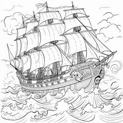 pirate ship on a stormy sea
