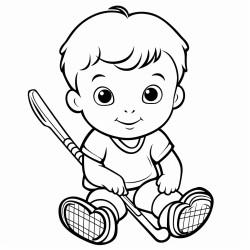 baby with a field hockey stick
