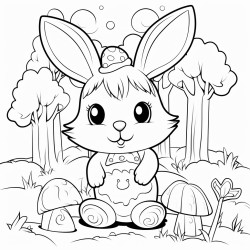 a cute bunny in a magical forest