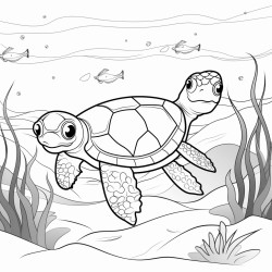 a turtle swimming in a clear pond
