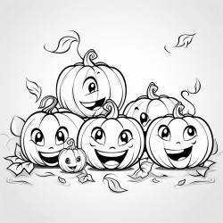 pumpkin patch with smiling pumpkins