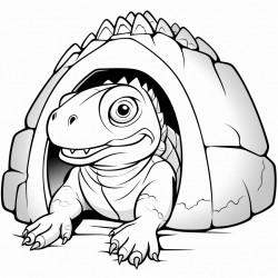 a cartoon iguana in an igloo