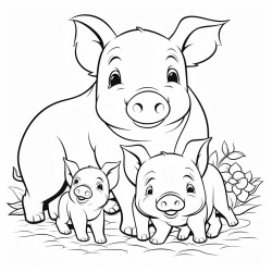 family cubs of pig