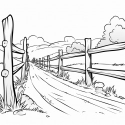 road with wooden post fence