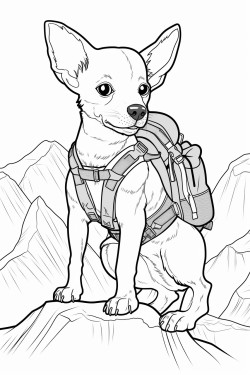 rat terrier mountain climbing in full gear