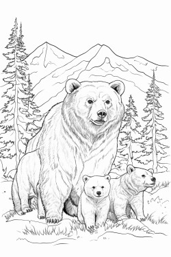 family of bears with mom dad older brother and 2 younger sisters going about life