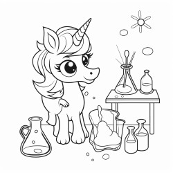 unicorn doing chemistry