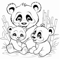 family cubs of panda