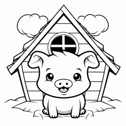 kawaii pig in barn