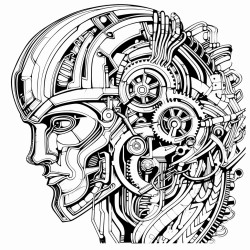 cyber tech biomechanical intricate complex