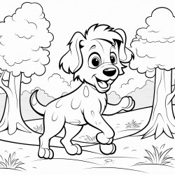 a dog dancing in the forest