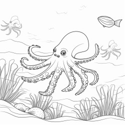 octopus and fish swimming in the mediterranean