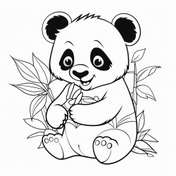 panda eating bamboo next to a tree