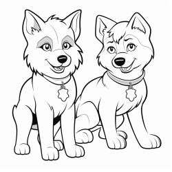 two husky dogs