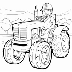 a monster driving a tractor