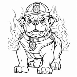 mean bulldog fire fighter cartoon