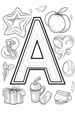 letter a with things starts with a as backgroung