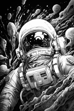 melting astronaut in space