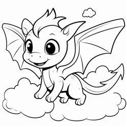cute little baby dragon flying in the sky