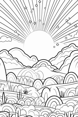 rainbow rain drops sun hills river