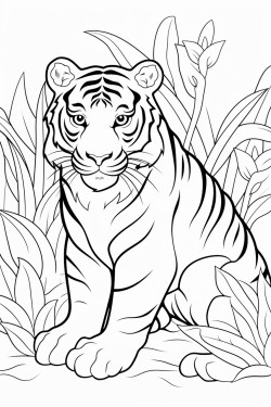 tigre dans lespace avec des plantes