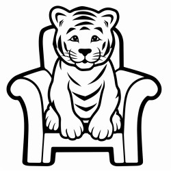 tiger sit on chair