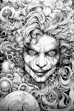 disform horror clown with spiral eye